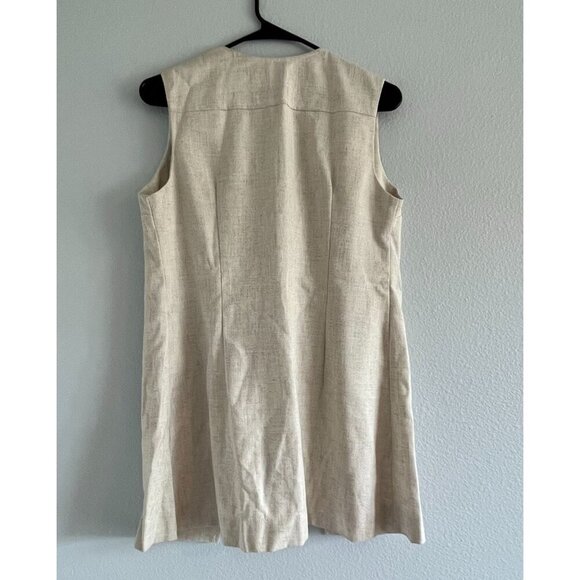 Clobber of London by Mindy Malone Vintage 60's Linen Open Front Vest Khaki OS - Picture 7 of 8